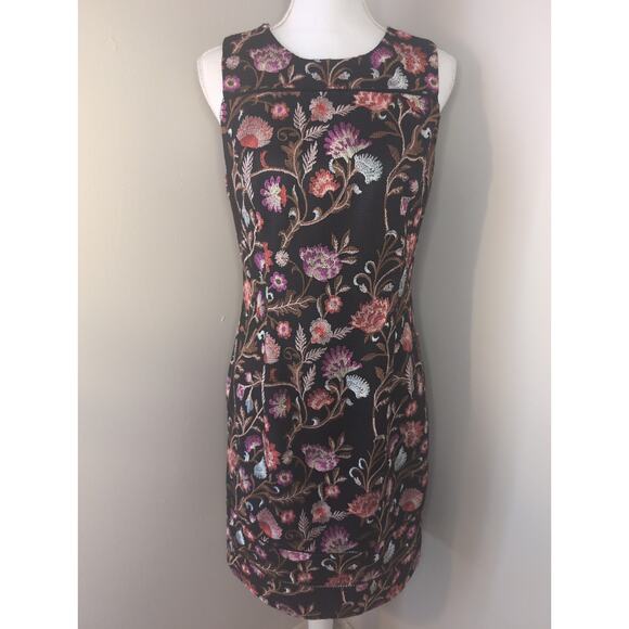 White House Black Market Dresses & Skirts - Whitehouse Black Market floral embroidery boho sleeveless black dress 8